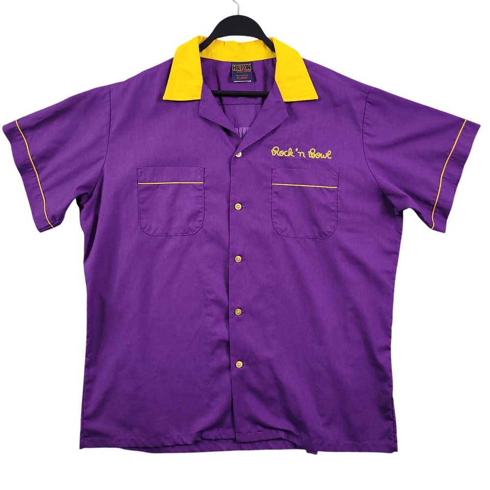 Hilton Bowling Shirt Men XL Rock n Bowl New Orleans VTG 90s Rockabilly USA Made